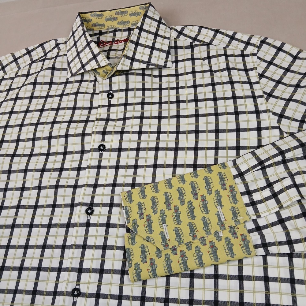 Robert Graham 42 16.5 Large Mens‎ Shirt French Cuff Car Theme 24x28